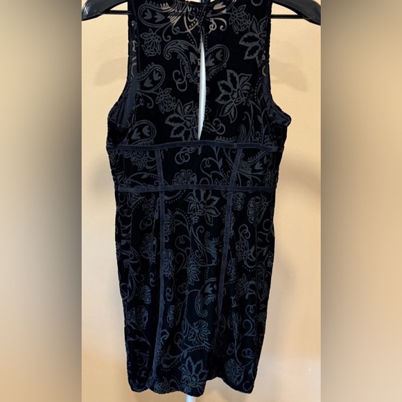 Free People Velvet Burnout Floral Bodycon Mini Dress Black NWT Large
